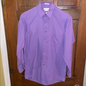 VanHeusen classic fit satin stripe 15 32/33 purple dress shirt long sleeve EUC
